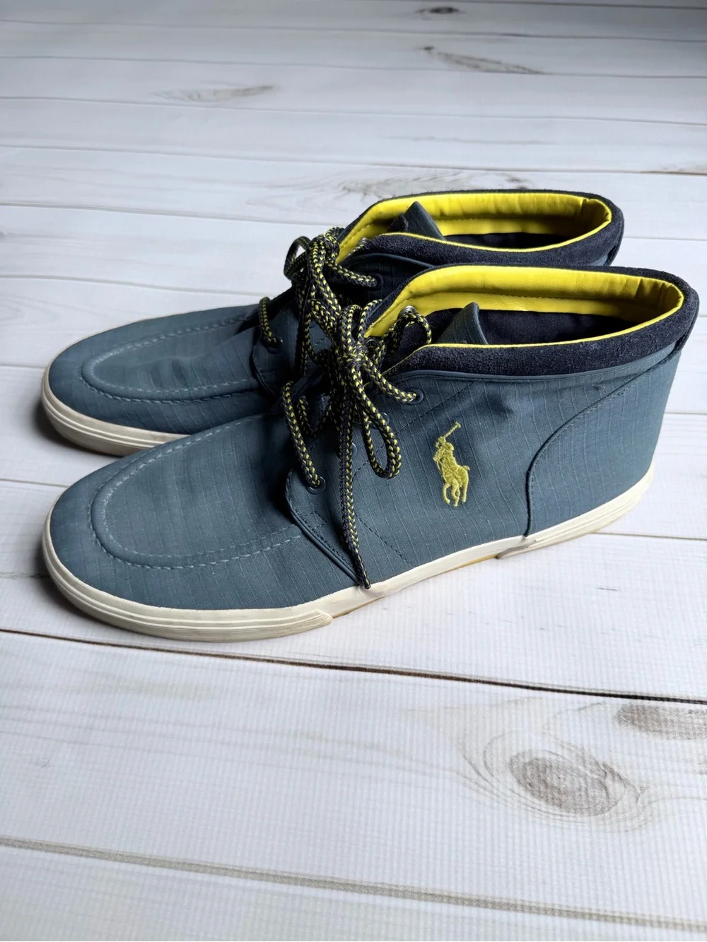 Polo by Ralph Lauren Blue Chukka Boots with Yellow Logo